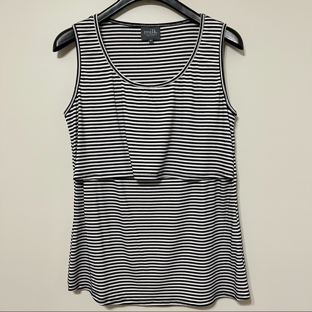 Milk Nursingwear Black & White Striped Tank